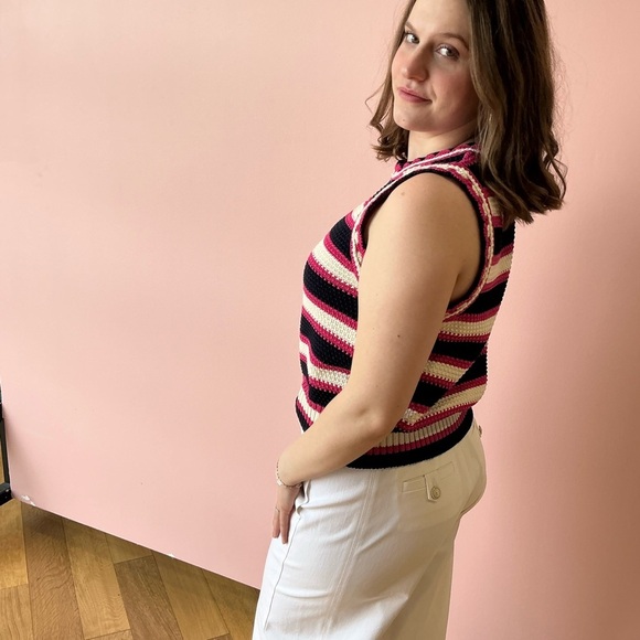 Striped Pink and Black Sleeveless 100% Cotton Top, Brand New with Tags! - Picture 5 of 10